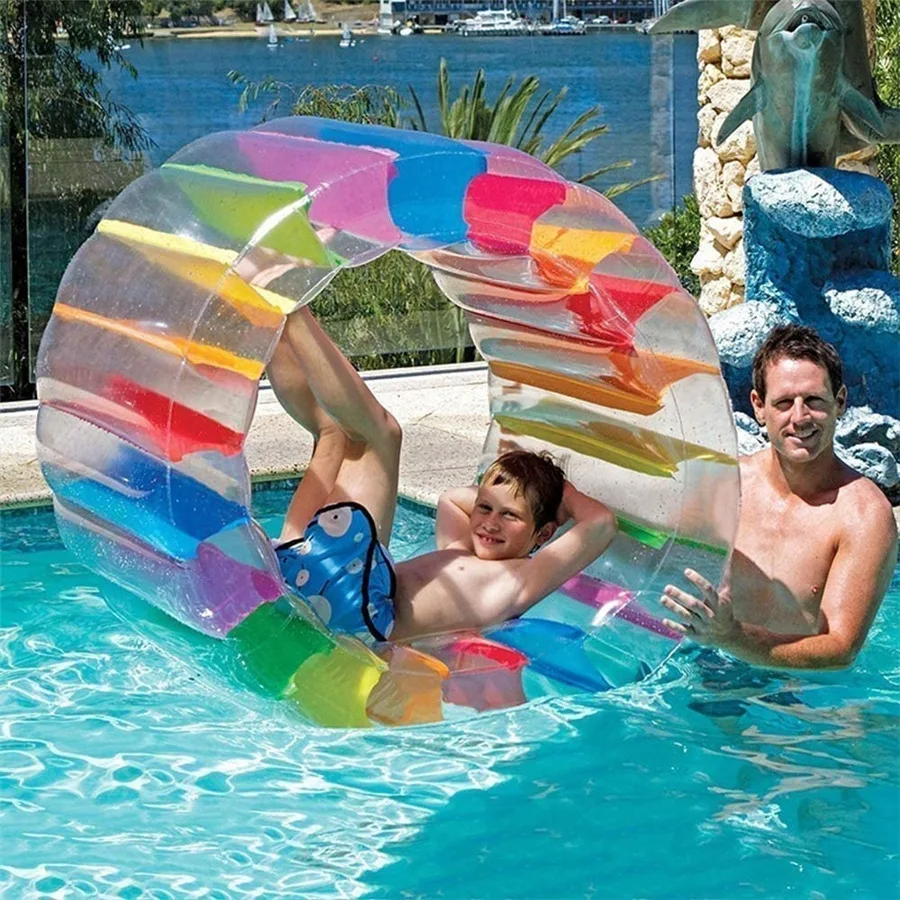 

Kids Color Inflatable Water Wheel Roller Toys Float Giant Rolling Ball Swimming Pool Toys for Boys Girls Adult Gift