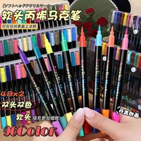 48Color Professional Art Use ual-Tip Acrylic Pens Markers,Dual-Tip Fine and Brush Tip Pens,Suitable for Stone, Wood, Calligraphy 3