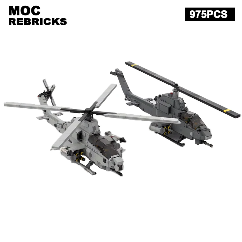 Ww2 Us Military Series Air Force Bell Ah-1Z Viper Attack Fighter Moc Building Block Assembly Model Brick Toys Christm Per Bambini