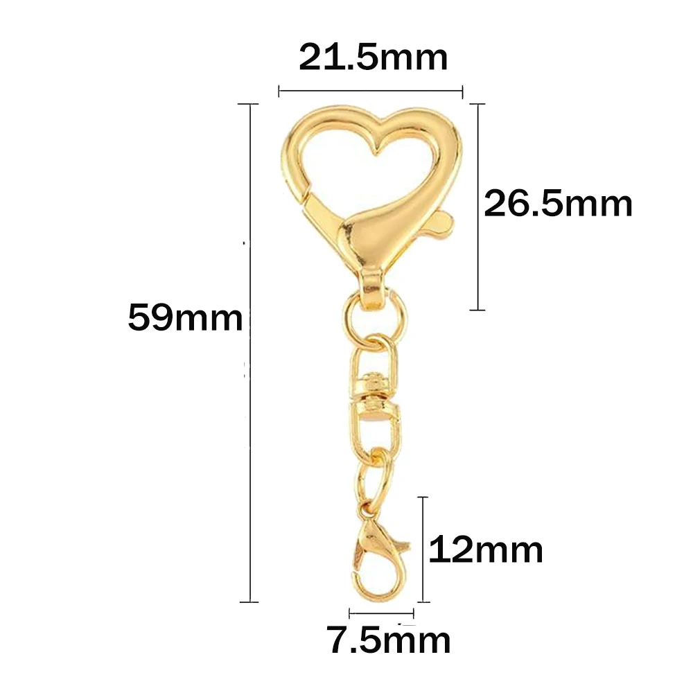 10 Stück Herzförmige Drehbare Federverschlüsse Metall-Schlüsselanhänger-Clips Hängehaken für DIY-Basteleien Schlüsselanhänger-Organizer Schmuckherstellung – Detail 1