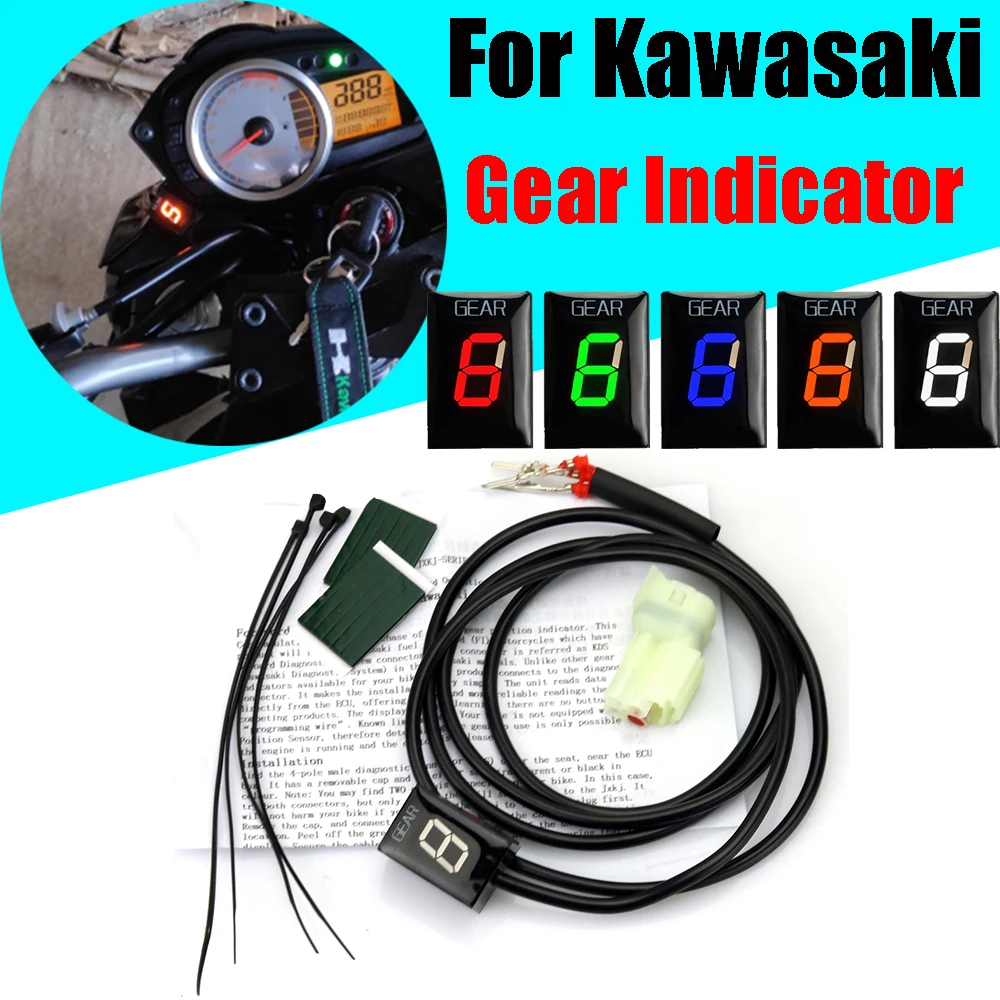 Blue For Kawasaki ER6N ER6F 2006 to 2017 2018 ER6 N/F ER-6N ER-6F Motorcycle Gear Indicator 1-6 Level Gear Meter 