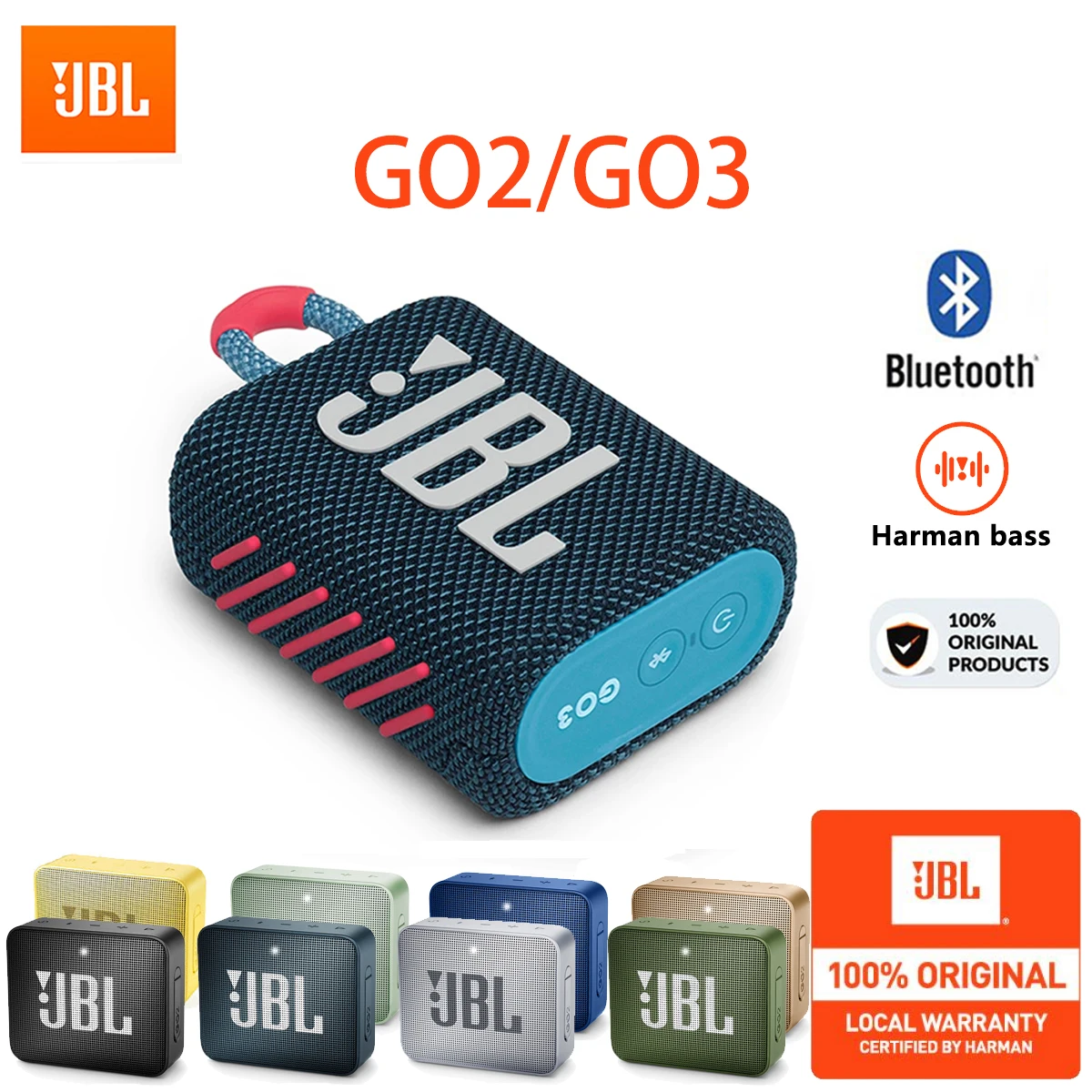 JBL GO 2 3 Беспроводная Bluetooth-совместимая мини-Колонка IPX7 водонепроницаемая внешняя