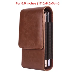 Fashion Leather Belt Clip Dual Pouch Mobile Phone Case Cover - Artificial leather (6.9 Brown)