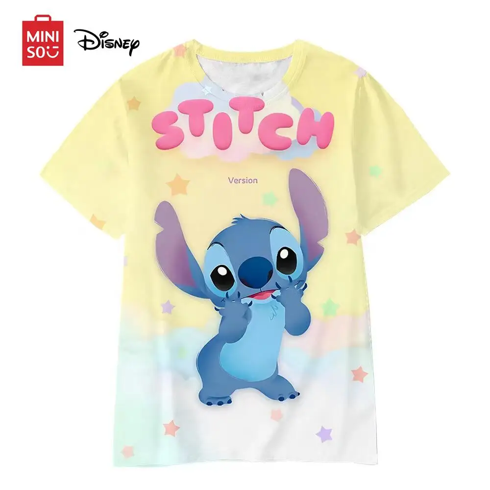 Summer Children Top Stitch Print Kids Short Sleeve T-shirt Girls Birthday T Shirts Boys' Clothing Casual O-Neck Shirt for Child cotton t shirt