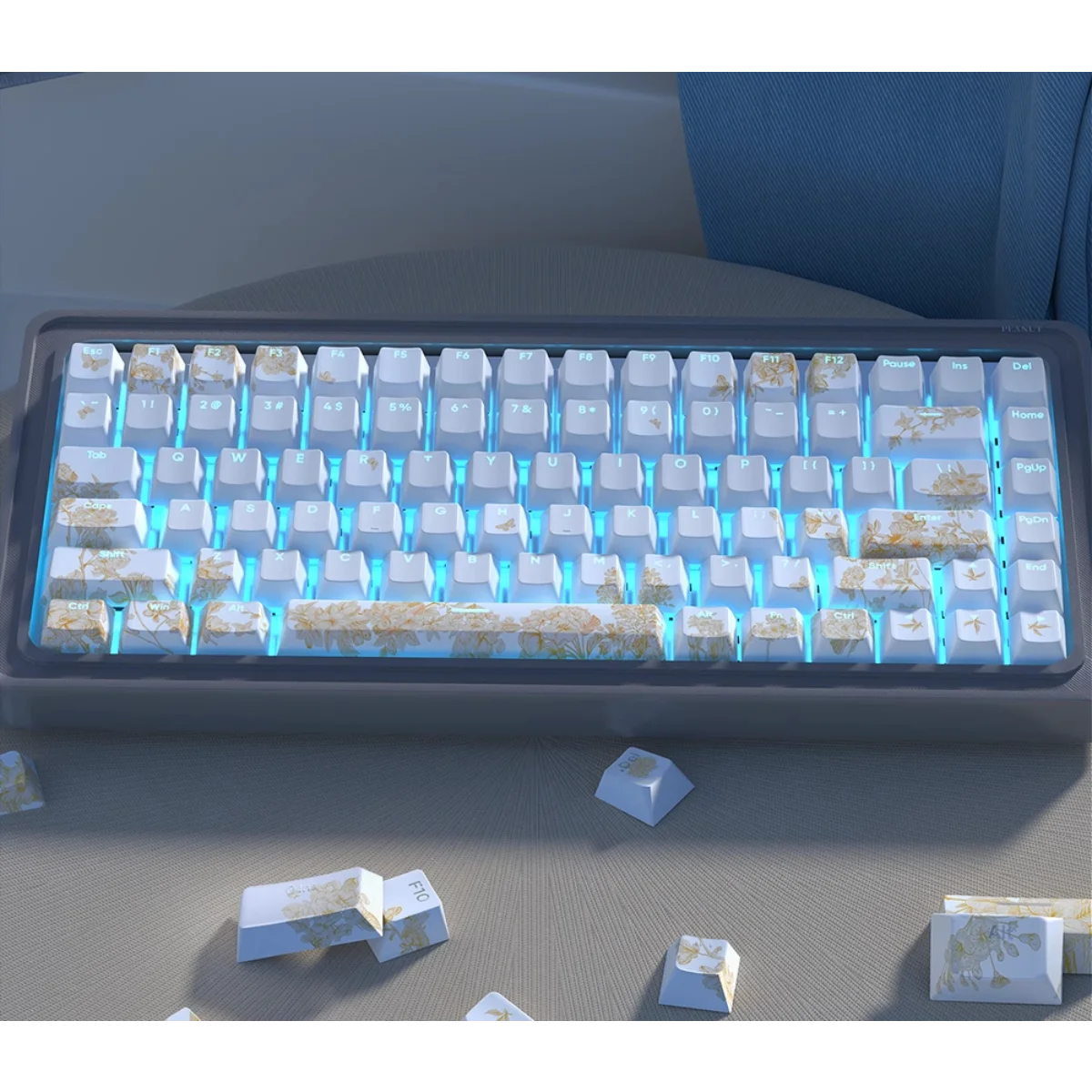 

Platinum, Embroidered Cherry Keycaps PBT, Side-engraved and Translucent, Customized for Mechanical Keyboards