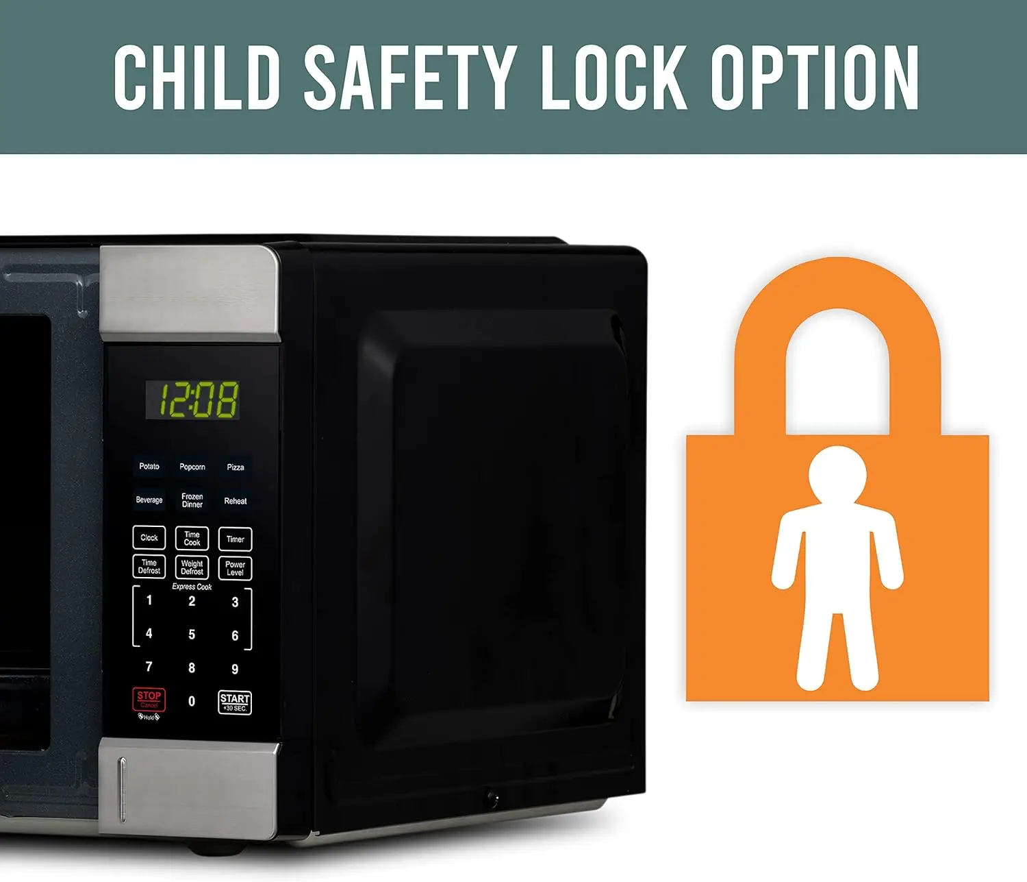 Countertop microwave, microwave with LED lighting and children's lock - perfect for apartments and dormitories - easy to clean 5
