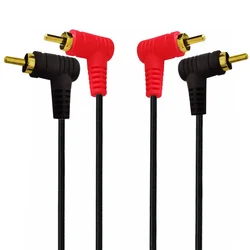Right - Angle 2 - Male Stereo RCA Audio Cable, 1m - 1m (Black)