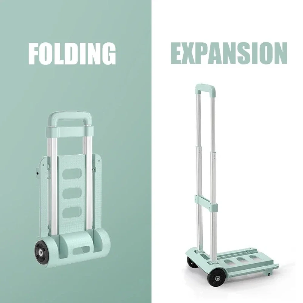 Foldable Shopping Cart Folding Hand Truck Portable Folding Luggage Cart Utility Adjustable Handle Heavy Duty Trolley