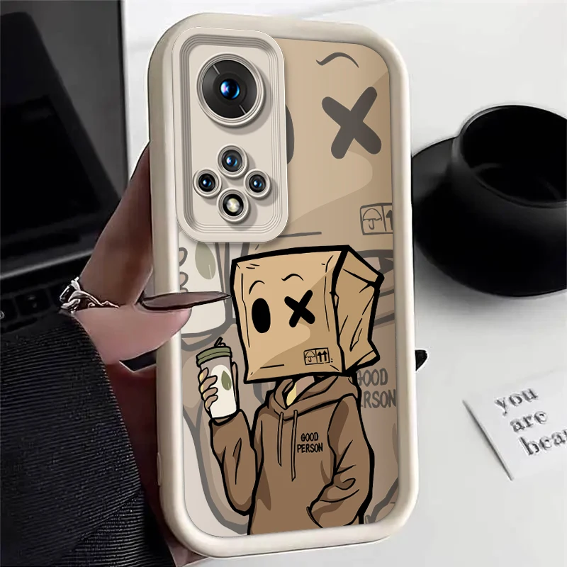 Cartoon Box Man Silicone Square Phone Case