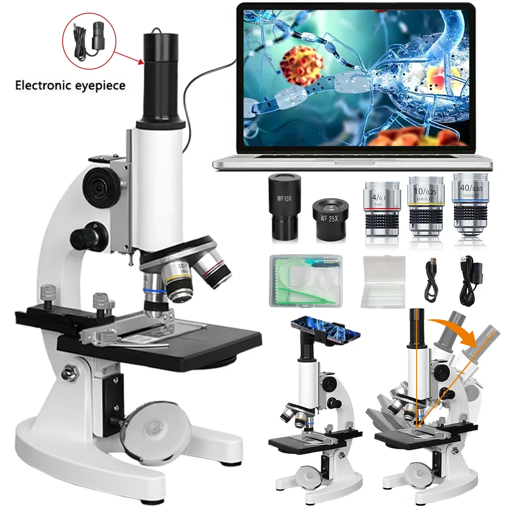 Digital Microscope 40X-1000X with Computer Eyepiece USB for PC, Monocular Biological Lab Microscope for Children Adults Students