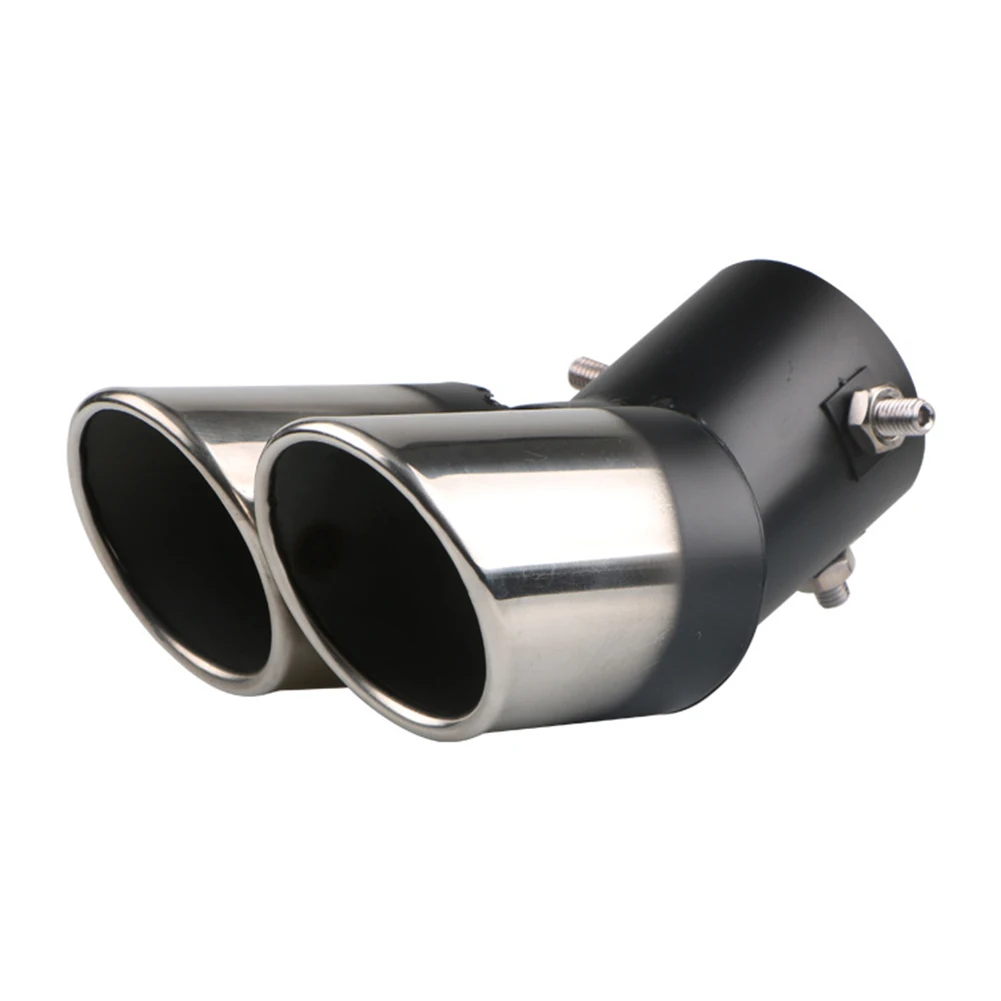 Car Tail Pipe Muffler General One Out Two Grilled Blue Throat Stainless Steel Exhaust Pipe Modification Styling