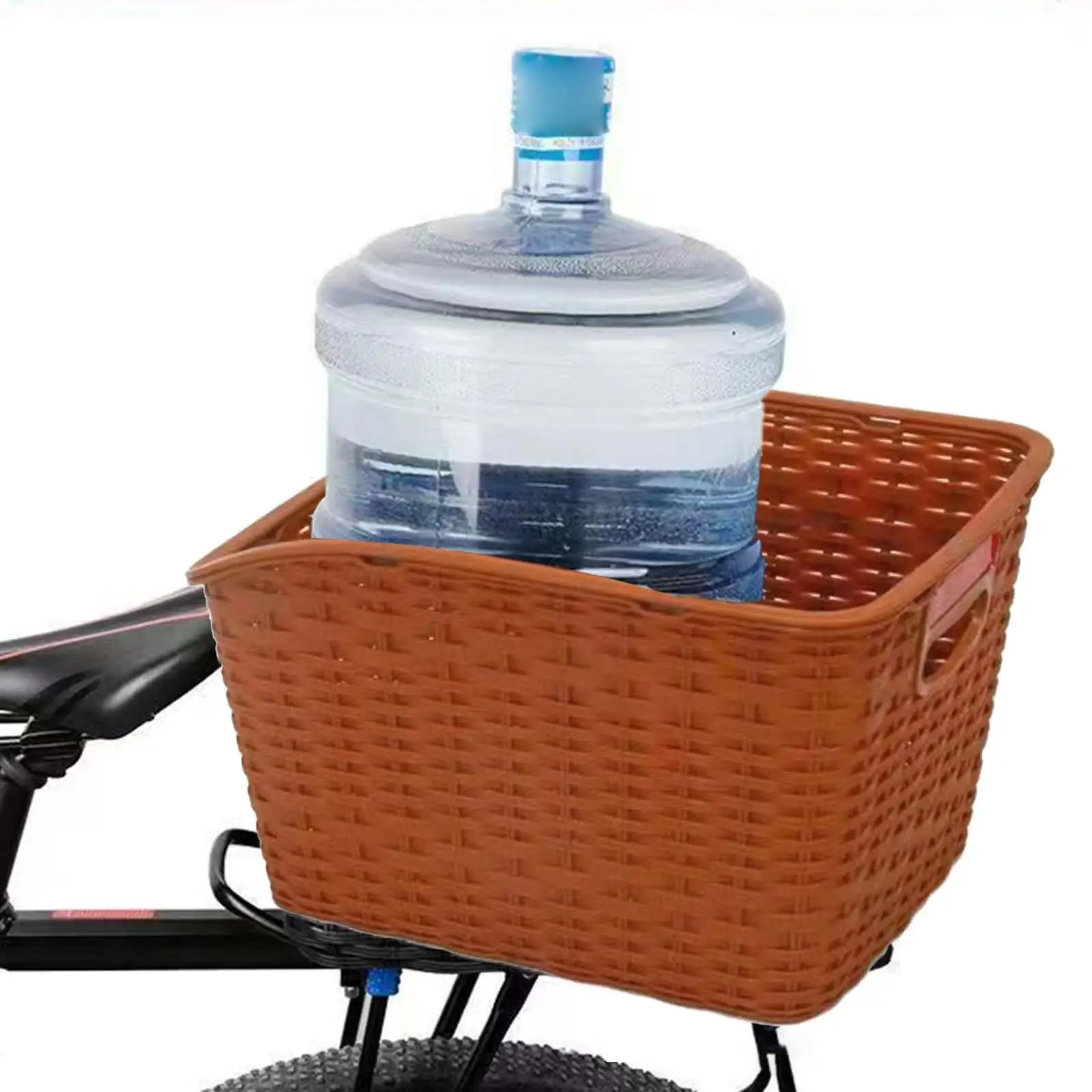 Rear Bike Basket Bike Luggage Rack Basket Woven PP Thicken Bicycle Cargo Rack Basket for Shopping Biking Road Bike Attachment