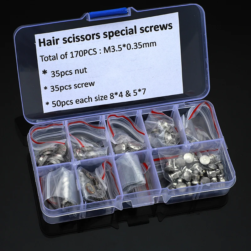 Description Picture 2 of item35pcs Nuts 35pcs Bolts 100pcs Gaskets for Professional Barber Use Hairdressing Parts Carved Style Screws for Hair Scissors