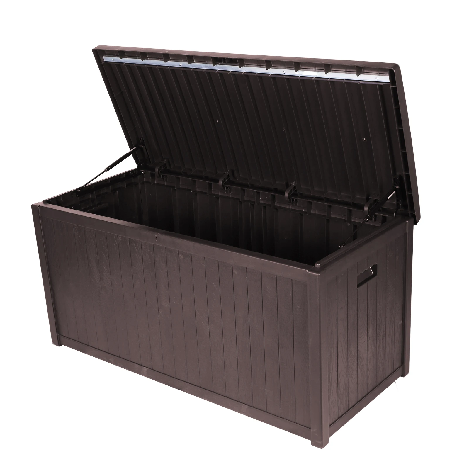 Lockable Storage Box Waterproof Storage Bin UV-Resistant Deck Box Outdoor Organizer Garden Patio Wood Grain Case Accessories