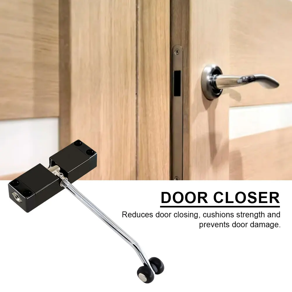 Adjustable Automatic Spring Door Closer Stainless Steel Surface Door Closers Punch-Free Cushioning Light Closers Silent