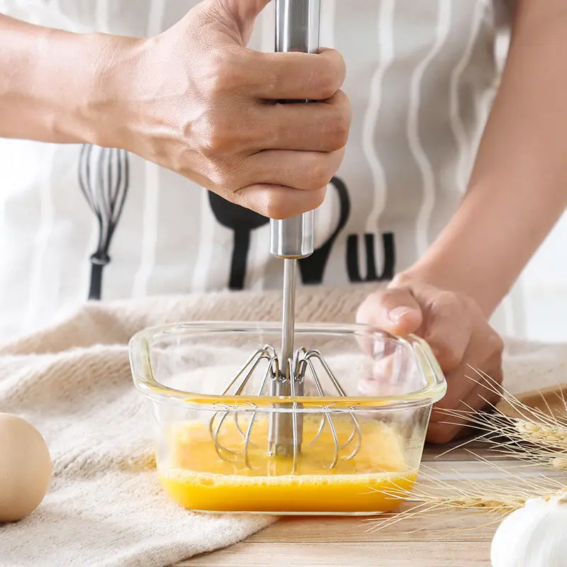 Description Picture 4 of itemHand Pressure Whisk Semi-automatic Egg Beater Stainless Steel Handhold Kitchen Tools Self Turning Cream Stirrer Manual Mixer