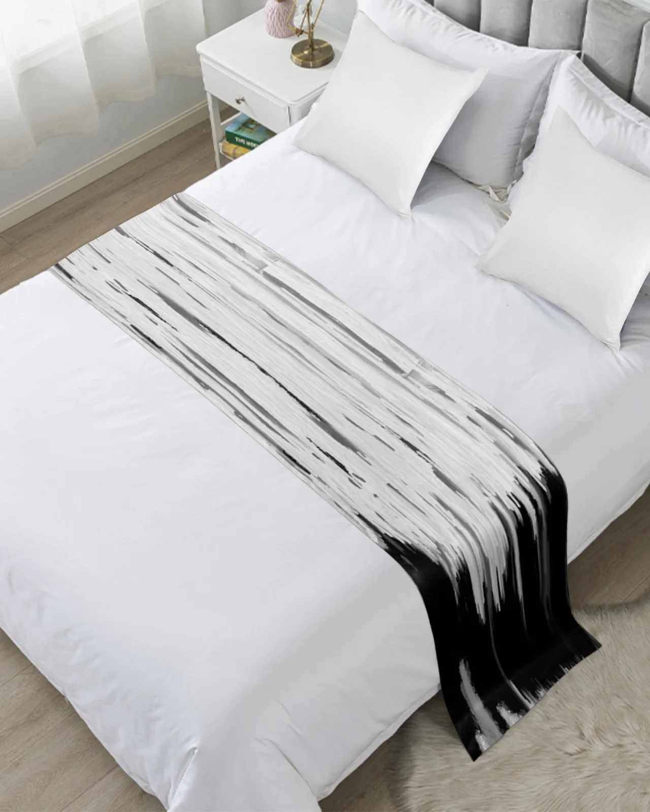 

Черная картина маслом, абстрактная Геометрическая текстура, украшение для кровати, дома, гостиницы, флаг для кровати, свадьбы, спальни, полотенце для кровати