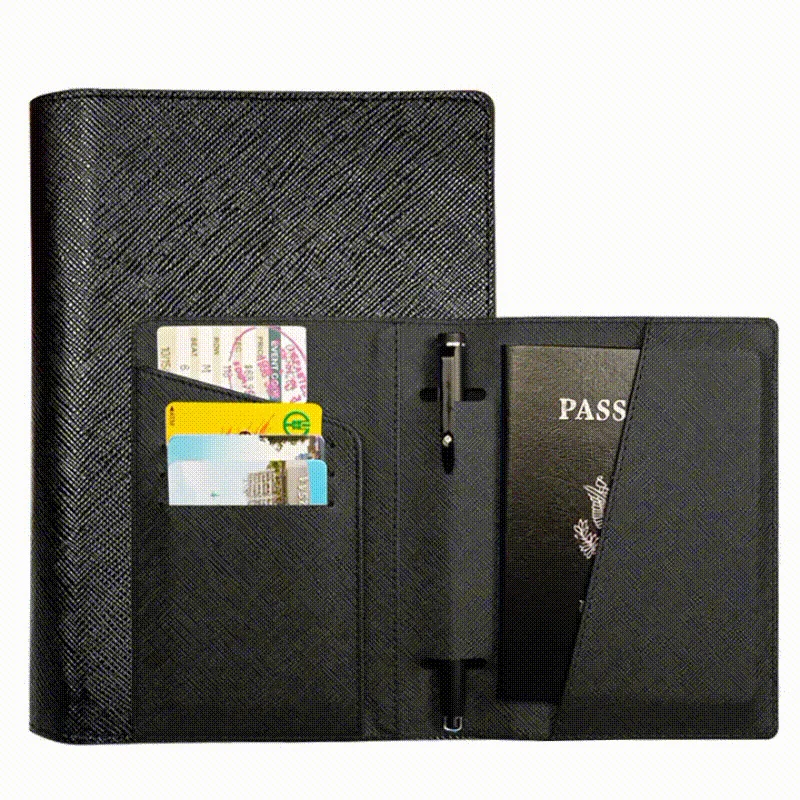 Retro Leather Passport Cover RFID Blocking For Cards Travel Passport Wallet  Document Organizer Case With 1 Pen Holder Men Women - AliExpress