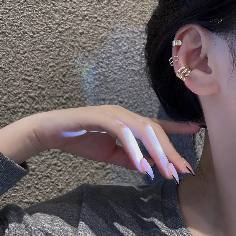 Silver Color Leaves Clip Earrings for Women Men Creative