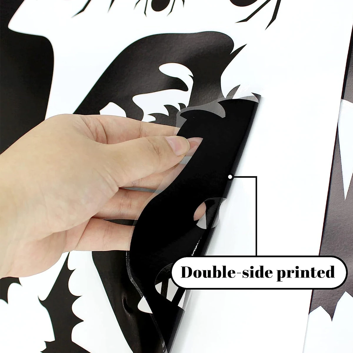 1PC Halloween Elements Black Bat Witch Pattern Window Stickers Waterproof Self-Adhesive No Residue Glass Stickers