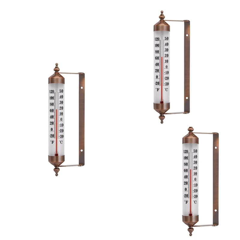 

3Pcs 10 Inches New Premium Steel Indoor/Outdoor Thermometer Wireless Decorative
