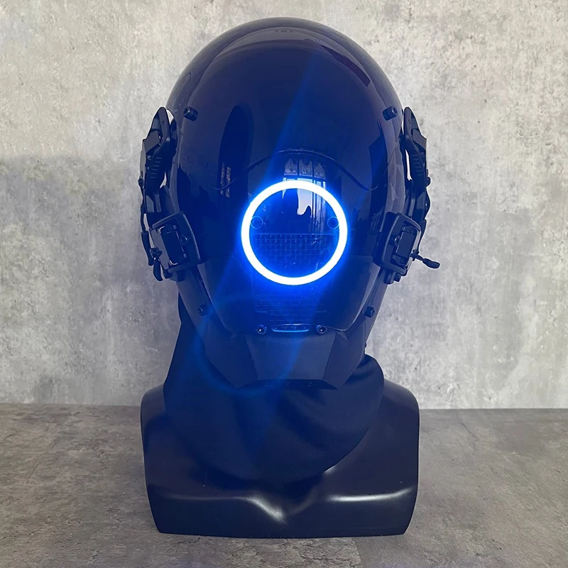 サイバーパンク風 フェイスマスク ミラーマスク LEDマスク サイバーパンクマスク 7 種類の色選択可能な Led サムライ円形