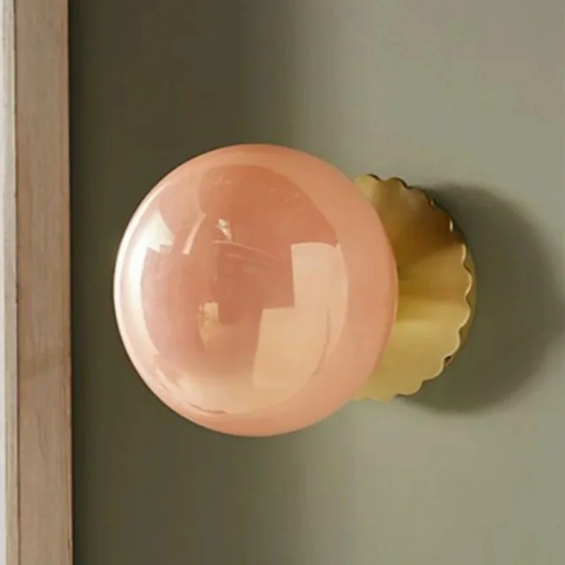

Postmodern Luxury Glass Wall Sconce American Designer Living Room Pink Bedroom Bedside Decoration LED Lights Aisle Ceiling Lamp