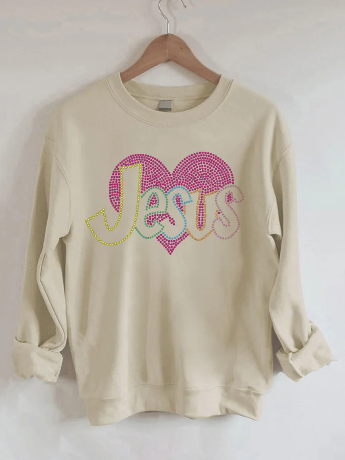 American Jesus Fashion Sweatshirt Plus Size Hoodless Pullover Girl Casual Round Neck Autumn Winter Christmas Hoodie Tops Clothes
