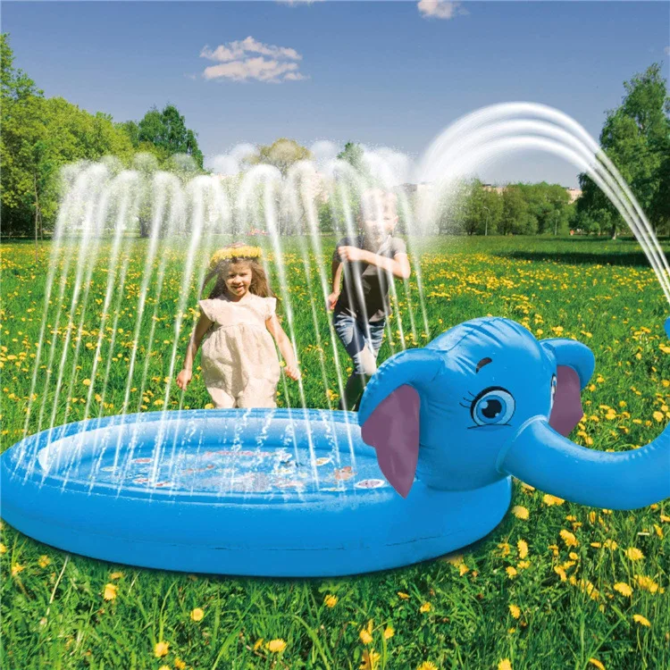 Cartoon Elephant Water Spray Game Mat Outdoor Play Mat Lawn Beach Sea Animal Inflatable Water Spray Kids Sprinkler Play Pad Mat 2