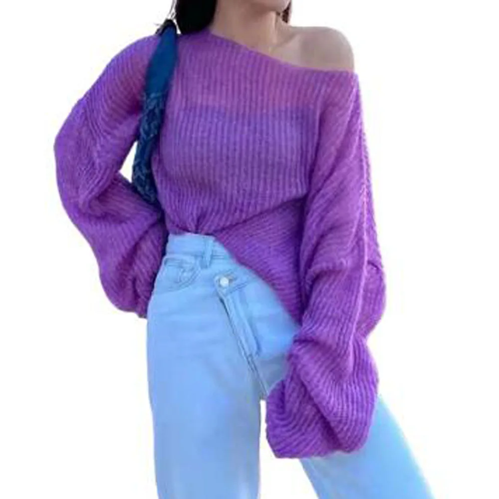 Women Casual Knitted Sweater Long Sleeve Oversized Pullover