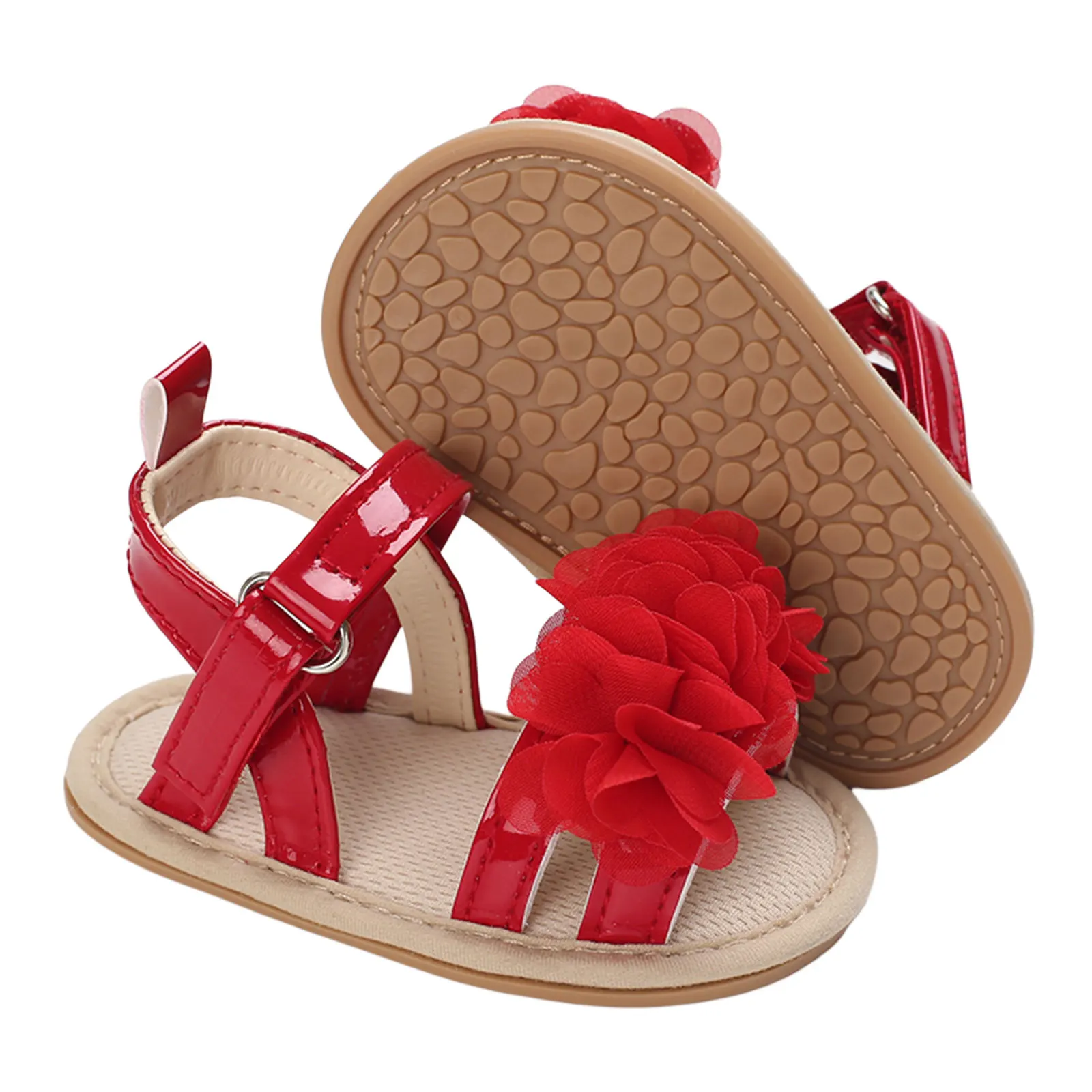Toddler Newborn Baby Girl Sandals, Flower Decoration Soft Sole Breathable Infant Girl Shoes for Party Photography 0-18M