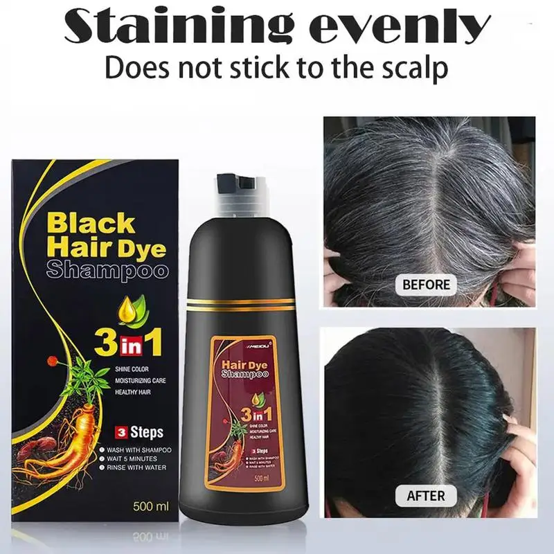 

Шампунь для окрашивания волос 3 в 1, 500 мл, натуральный органический шампунь для окрашивания волос для женщин и мужчин, серый, серый, серые волосы, темно-коричневый, черный