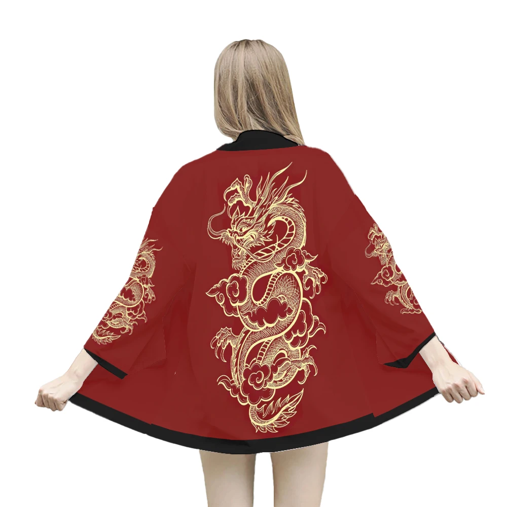 Dragon Graphic Japanese Cardigan Kimono Ladies Traditional Asian Chinese Style Children Haori Harajuku Beach Yukata Men Japanese Kimono Cardigan Japanese Kimono Japanese Kimono Shirt