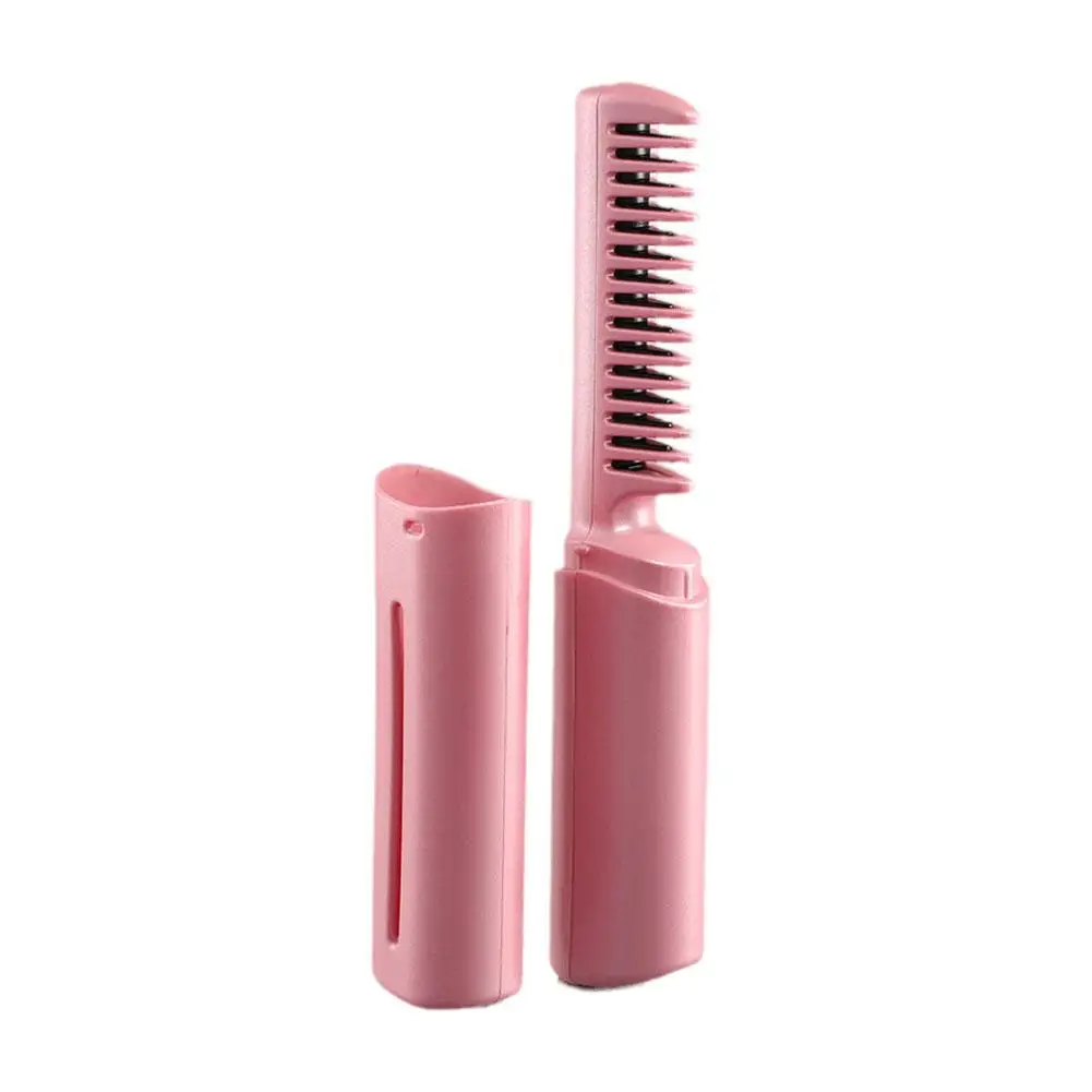 Description Picture 3 of item2 In 1 Wireless Mini Hair Straightener Comb USB Charging Portable Travel Fast Care Hair Tools Hair Styling Roll Straight Dual