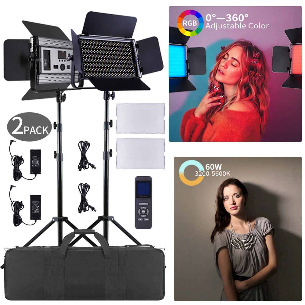 Tolifo 무선 리모컨 LED 비디오 스튜디오 RGB 사진 라이트 패널, GK - S60RGB 60W, 6000LM