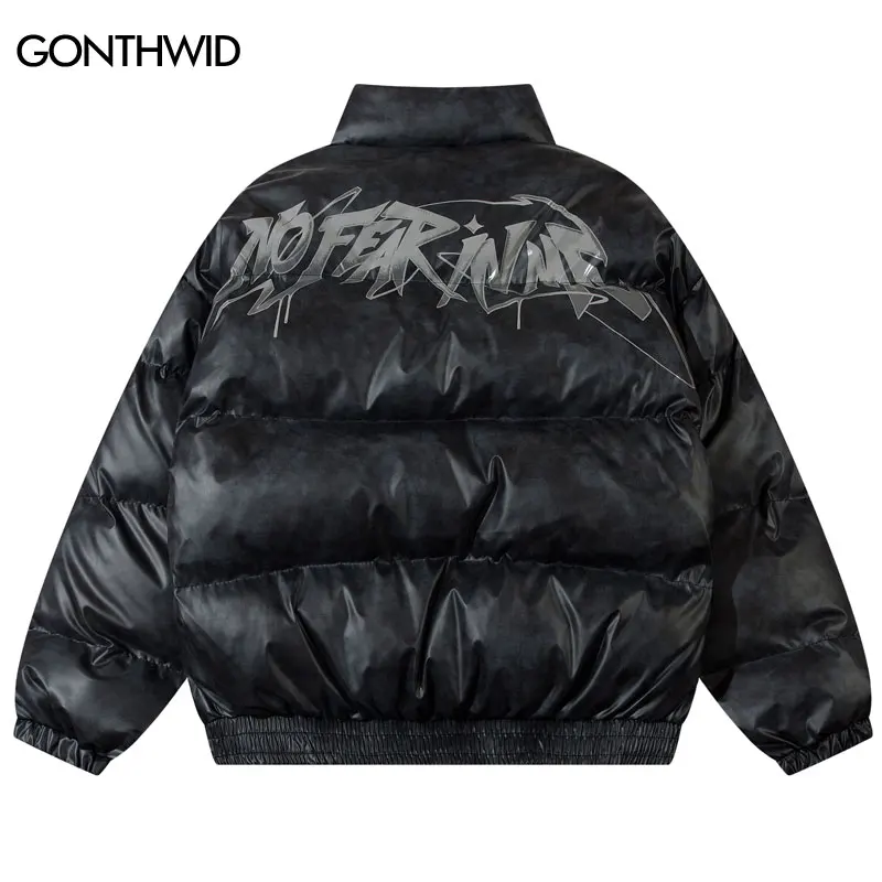 

Hip Hop Jacket Winter Parkas Streetwear Harajuku Letter Graphic Print Thick Warm Waterproof Coats 2023 Men Puffer Parka Jackets
