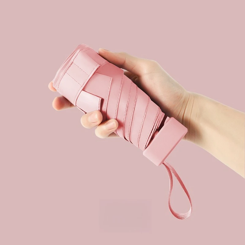 Ultra-Compact 6-Fold UPF50+ Black Coated Sun & Rain Umbrella for Women 4cm Thick Fits in Any Bag 6K Windproof Travel Umbrella