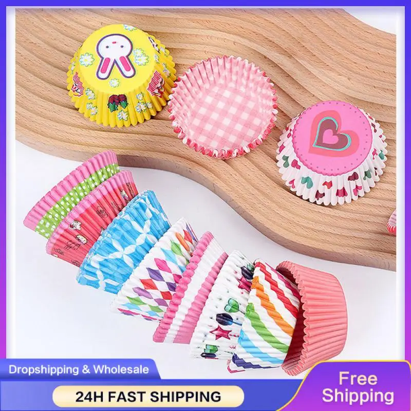 100PCS/Set Bakeware Cupcake Greaseproof Baking Mold Birthday Party