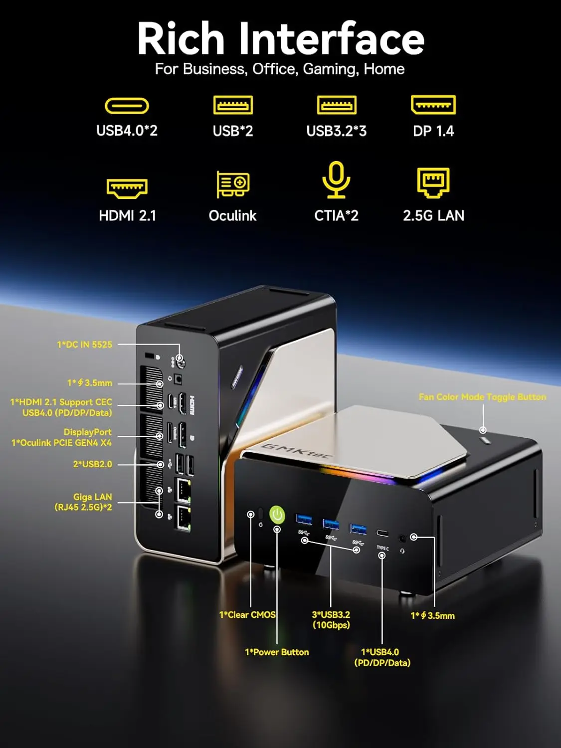 GMKtec EVO-T1 AIミニPC Intel Core Ultra 9 285H 2*DDR5 3
