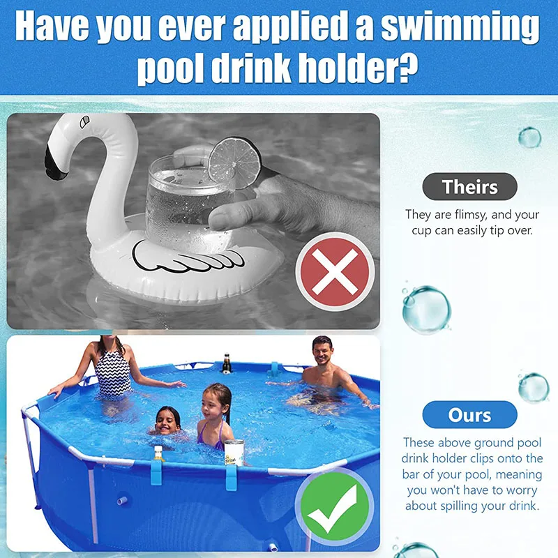 Poolside Cup Holder For Above Ground Pools Pool Cup Holder for Drinks Drink Holder Fits 2 Inch or Less Round Top Bar