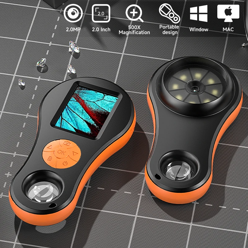 Lupa Digital HD1080P, microscopio portátil de mano, pantalla IPS de 2,0 pulgadas, 8 LED con lupa para reparación electrónica de PCB