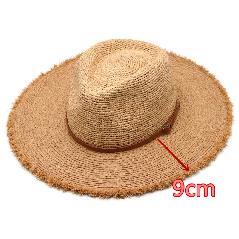 

202205-gaoda-maobian summer dropshipping natural raffia grass belt classic color patchwork fedoras cap men women panama jazz hat