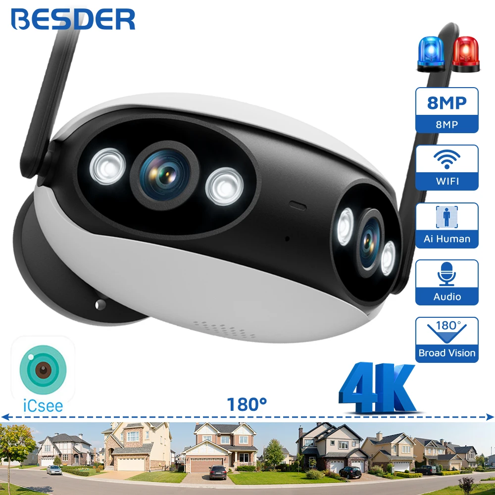 AOSU 3K Caera Surveillance WiFi Exterieure sans Fil Solaire Kit, 5P