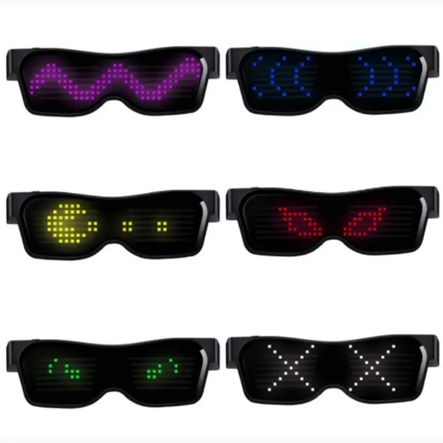 New Years Glasses Programmable Display Message Led Magic Glasses App Controlled Led Sunglasses for Party Bar DJ Dance