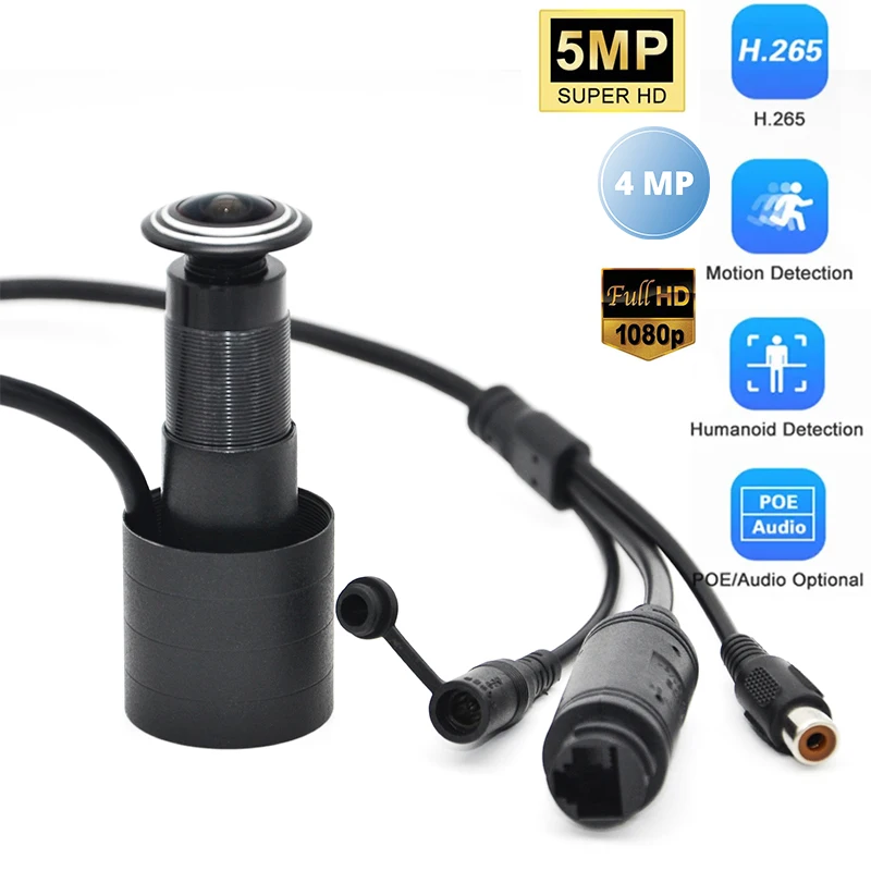 5Mp 4Mp 2Mp Door Eye Ip Poe Camera Mini Peephole Motion Detection Video-Eye Viewer Wireless Home Security Surveillance Door Cam