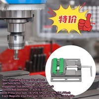 4 Inch Mini Precision Drill Press Vise Clamping Holding Throat Open Workbench Vice Black/Blue With 2 Pieces Magnetic Vise Pads 1