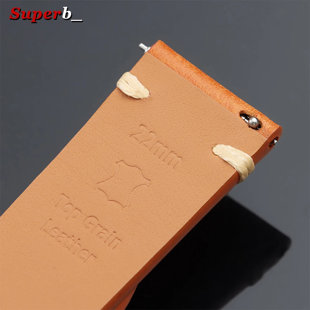 Elegant Top-Grain Leather Watch Band with Butterfly Buckle and Gift Box