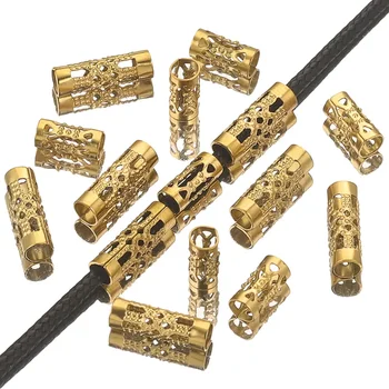 20PCS Stainless Steel Hollow Tube Spacer Beads – Hair Braid, Beard & Dreadlock Charms for Jewelry Making