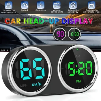 Car Speedometer Head-up Display GPS Speedomter Digital HUD head-up display Over-speed Alarm KM/H MP/H Speed Meter 7-Color 1