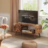 Wood Coffee Table with Sliding, Modern Center Table with Open Storage Shelf for Living Room, Bedroom,Coffee Tables 4